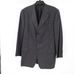 Hickey Freeman Loro piana Sport Coat Men's 44" Tasmanian wool Windowpane Plaid